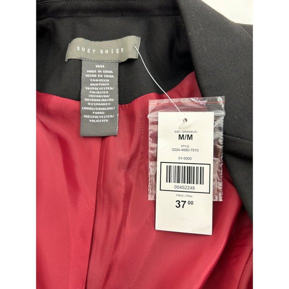 Suzy Shier Women’s Blazer Black M Vintage Shoulder Pads Button Princess Seams - Picture 5 of 16